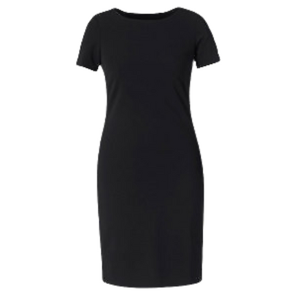 NNT Womens Crepe Stretch S/S Dress Scoope Neckline Black Dress CAT62U-KarWorkwear