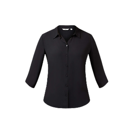 NNT Womens Soft Georgette 3/4S PLT Detail Blouse Classic Button Collar CAT9RL-KarWorkwear