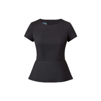 NNT Womens Ponte Knit Cap SLV Peplum Top Front Panelling Short Sleeve CAT9S1-KarWorkwear