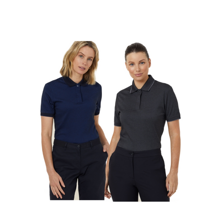 NNT Womens  Textured Short Sleeve Polo Comfortable Side Splits Classic CATUF9-KarWorkwear
