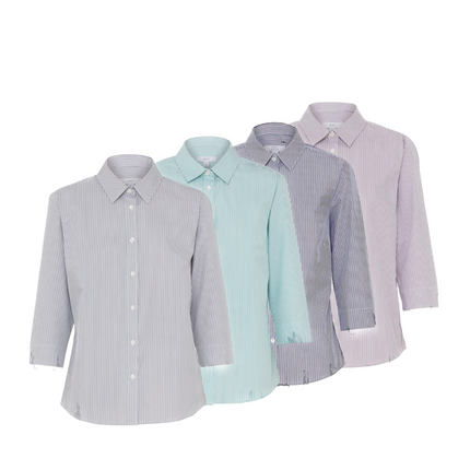 NNT Womens Avignon Formal Stripe 3/4 Sleeve Business Shirts Regular Fit CATUKV-KarWorkwear