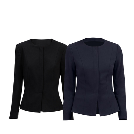 NNT Womens Formal Ponte Jacket Collarless Concealed t Zip  Business Coat CAT1E3-KarWorkwear