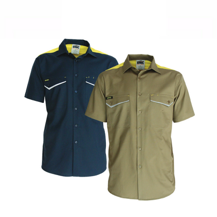 DNC Mens RipStop Cool Cotton Tradies Shirt, S/S Lightweight Breathable 3581-KarWorkwear