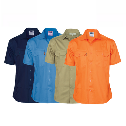 DNC Workwear Mens Cotton Drill Safety Shirt Short Sleeve Comfortable  3201-KarWorkwear