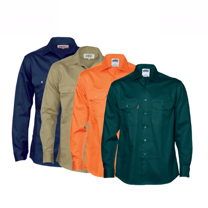 DNC Workwear Mens Cotton Drill Work Shirt Long Sleeve Comfortable  3202-KarWorkwear