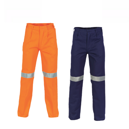 DNC Workwear Mens Hi-Vis Cotton Drill Pant 3M Taped Comfortable Work 3314-KarWorkwear
