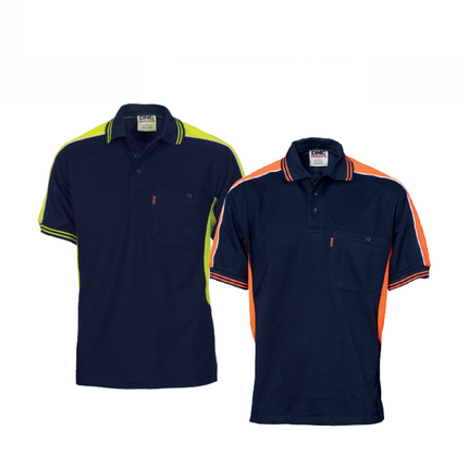 DNC Workwear Mens Polyester Cotton Panel Polo Shirt - Short Sleeve Casual 5214-KarWorkwear