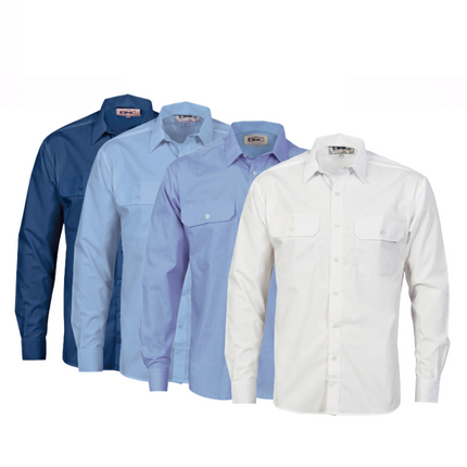 DNC Workwear Mens Polyester Cotton Work Shirt Long Sleeve Business Casual 3212-KarWorkwear