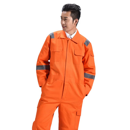 Cotton Work Uniforms Long Sleeve Safety Reflective Electrician Sailor Overall Workshop Auto Repair Fire-resistant Welding Suits-KarWorkwear