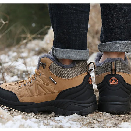 Brand Winter Men's Boots Warm Men's Snow Boots High Quality Leather Waterproof Men Sneakers Outdoor Men Hiking Boots Work Shoes