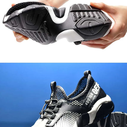 2024 New Men Steel Nose Safety Work Shoes Grid Lightweight Breathable Women Casual Sneaker Prevent Piercing Protective Boots 48-KarWorkwear
