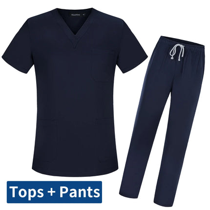 New Women's Scrubs Set V-neck Medical Uniform Short Sleeve Surgical Scrub Uniform Laboratory Work Clothes Dentist Nurse Workwear-KarWorkwear