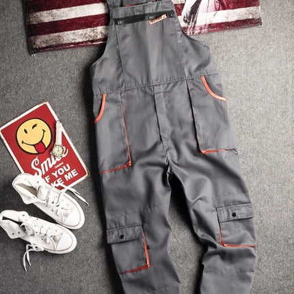 Bib Overalls Mens Women Work Clothing Plus Size Protective Coveralls Strap Jumpsuit Multi Pockets Uniform Sleeveless Cargo Pants-KarWorkwear