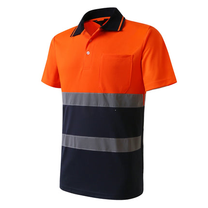 Custom Logo Safety Polo Shirt With Logo Orange Personalized High Visibility Reflective Shirt With Pockets Hi vis work shirt