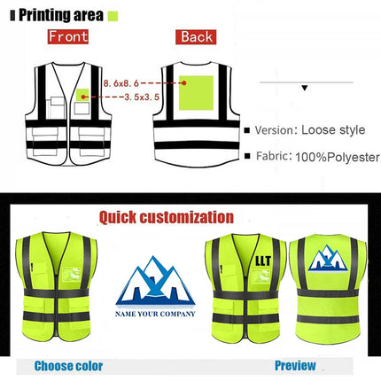 Reflective Safety Vest Custom LOGO TEXT High Visibility Work Vest Construction Work Uniforms Engineer Safety Vest