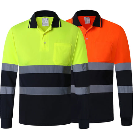Custom Logo Safety Polo Shirt With Logo Orange Personalized High Visibility Reflective Shirt With Pockets Hi vis work shirt