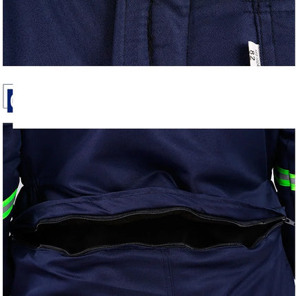 Winter Reflective Hooded Overalls Siamese Long-sleeve Coveralls Workshop Warm Thick Hi Vis Dust Proof Anti Fouling Jumpsuits