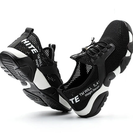 2024 New Men Steel Nose Safety Work Shoes Grid Lightweight Breathable Women Casual Sneaker Prevent Piercing Protective Boots 48-KarWorkwear