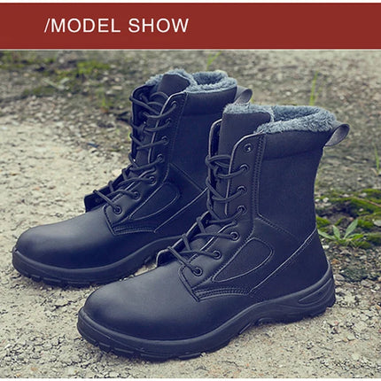Men's Boots Safety Shoes Men Steel Toe Shoes Winter Boots Men Puncture-Proof Work Shoes Plush Warm Work Safety Boots Male Shoes-KarWorkwear