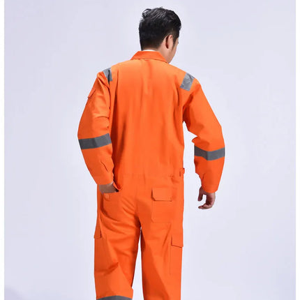 Cotton Work Uniforms Long Sleeve Safety Reflective Electrician Sailor Overall Workshop Auto Repair Fire-resistant Welding Suits-KarWorkwear