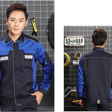 2020spring Autumn Reflective Work Clothing Set Men Women Wear-resistant Coveralls Auto Repair Factory Workshop Uniforms-KarWorkwear