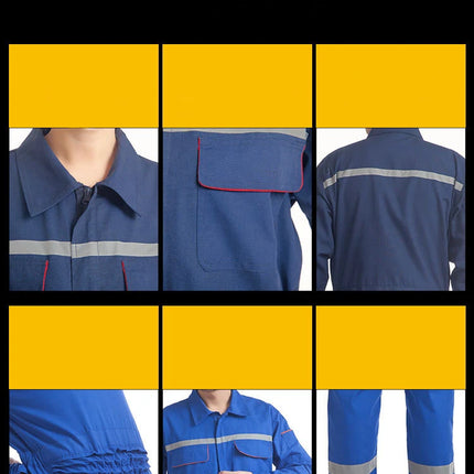 Woman Men Work-Overalls Working Uniforms Spring Thin Reflective Stripe Coveralls Welding Car Workshop Mechanic  Clothes
