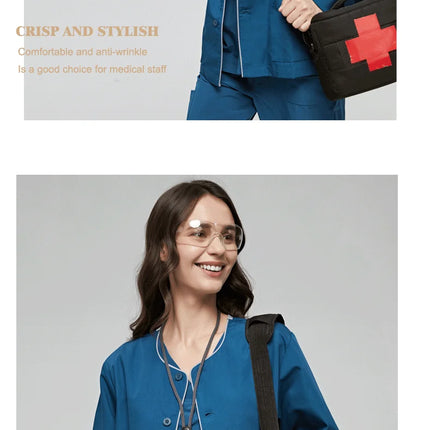 Long Sleeves Scrubs Jacket Pretty Outfit Nurse Out Coat Doctor Shirt Hospital Nursing Staff Uniforms Autumn Winter Work Wear-KarWorkwear