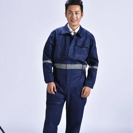 Cotton Work Uniforms Long Sleeve Safety Reflective Electrician Sailor Overall Workshop Auto Repair Fire-resistant Welding Suits-KarWorkwear