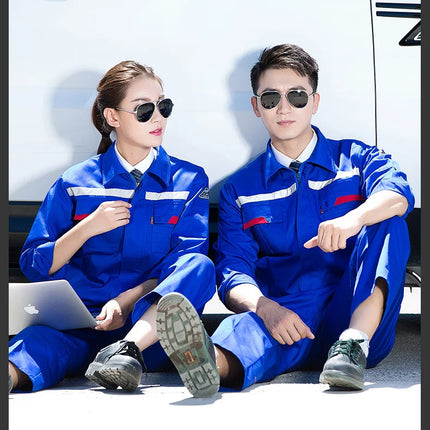 Plus Size men women Spring autumn coveralls Gas station auto repair electrician Anti-static work clothes set Reflective strip