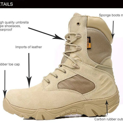 Men Desert Tactical Boots Mens Work Safty Shoes Special Force Waterproof Boot Lace Up Combat Ankle Boots Big Size-KarWorkwear