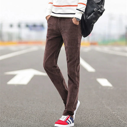 High Quality New Autumn and Winter Male Business Men's Trousers Straight Corduroy Corduroy Pants Breathable Casual Pants