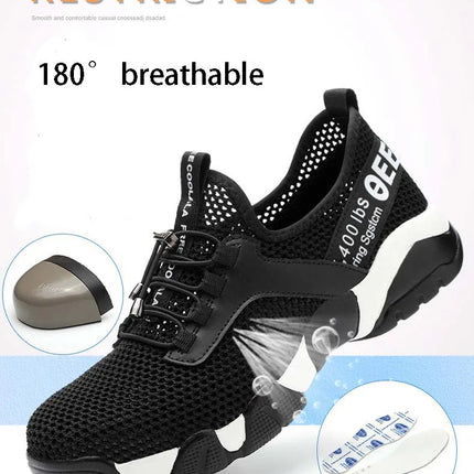 2024 New Men Steel Nose Safety Work Shoes Grid Lightweight Breathable Women Casual Sneaker Prevent Piercing Protective Boots 48-KarWorkwear