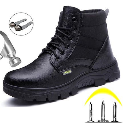Men Safety Shoes Leather Boots Puncture-Proof Work Boots Steel Toe Shoes Safety Industrial Shoes Winter Boots Indestructible-KarWorkwear