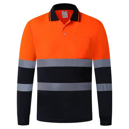 Custom Logo Safety Polo Shirt With Logo Orange Personalized High Visibility Reflective Shirt With Pockets Hi vis work shirt