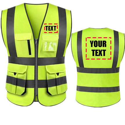 Customized Your Text Logo Reflective motocycle Safety Vest Hi Visibility Construction Work Uniform Security ANSI Class 2-KarWorkwear