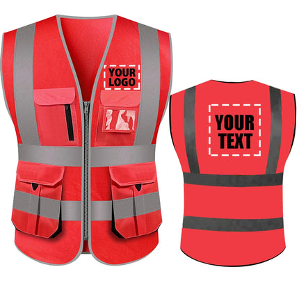 Customized Your Text Logo Reflective motocycle Safety Vest Hi Visibility Construction Work Uniform Security ANSI Class 2-KarWorkwear
