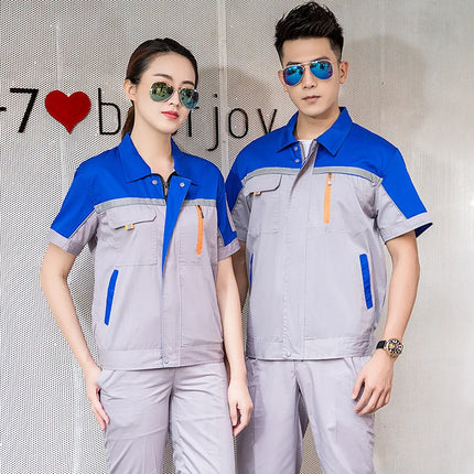 Summer Work Clothing Men Working Coveralls Reflective Tape Thin Breathable Uniforms Factory Workshop Service Car Repairman Suits-KarWorkwear