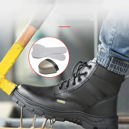 Men Safety Shoes Leather Boots Puncture-Proof Work Boots Steel Toe Shoes Safety Industrial Shoes Winter Boots Indestructible-KarWorkwear