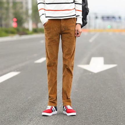 High Quality New Autumn and Winter Male Business Men's Trousers Straight Corduroy Corduroy Pants Breathable Casual Pants