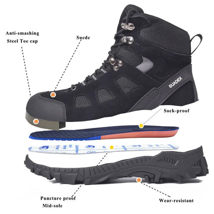 SUADEX Men Work Safety Boots Men Anti-smashing Industrial Work Shoes Anti-sand Desert Boot Outdoor Ankle Footwear EUR Size 37-48-KarWorkwear