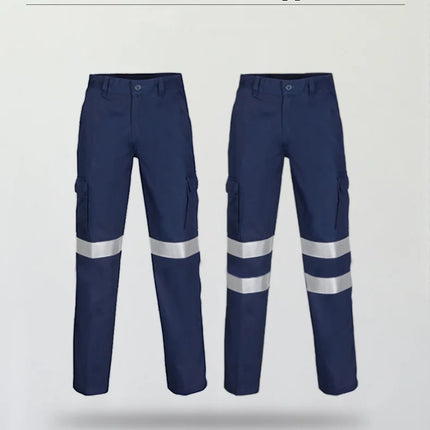 Mens Hi Vis Work Wear Pant Night Reflective Pant High Visibility Pant 100% Cotton Long Pants Navy Blue Pant