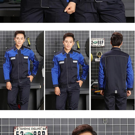 2020spring Autumn Reflective Work Clothing Set Men Women Wear-resistant Coveralls Auto Repair Factory Workshop Uniforms-KarWorkwear