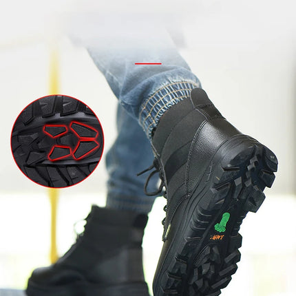 Men Safety Shoes Leather Boots Puncture-Proof Work Boots Steel Toe Shoes Safety Industrial Shoes Winter Boots Indestructible-KarWorkwear