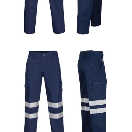 Mens Hi Vis Work Wear Pant Night Reflective Pant High Visibility Pant 100% Cotton Long Pants Navy Blue Pant