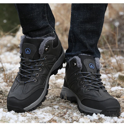 Brand Winter Men's Boots Warm Men's Snow Boots High Quality Leather Waterproof Men Sneakers Outdoor Men Hiking Boots Work Shoes