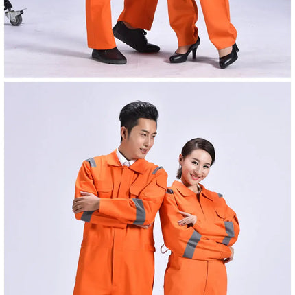 Cotton Work Uniforms Long Sleeve Safety Reflective Electrician Sailor Overall Workshop Auto Repair Fire-resistant Welding Suits-KarWorkwear