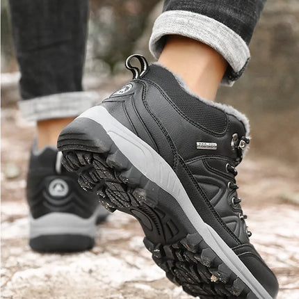 Brand Winter Men's Boots Warm Men's Snow Boots High Quality Leather Waterproof Men Sneakers Outdoor Men Hiking Boots Work Shoes
