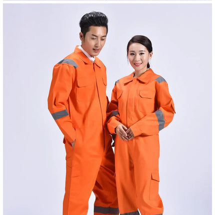 Cotton Work Uniforms Long Sleeve Safety Reflective Electrician Sailor Overall Workshop Auto Repair Fire-resistant Welding Suits-KarWorkwear
