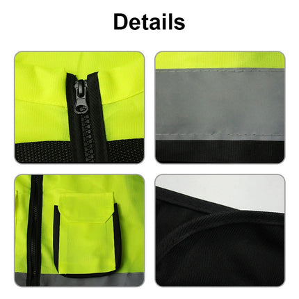 Zipper Front Work Vest  Motorcycle Vest Riding Work Vest Yellow Black Red Blue Orange for Men Women Work Construction Vest