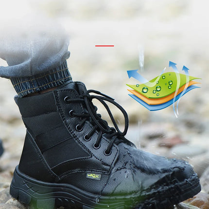 Men Safety Shoes Leather Boots Puncture-Proof Work Boots Steel Toe Shoes Safety Industrial Shoes Winter Boots Indestructible-KarWorkwear